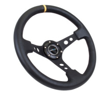 NRG Sportratt Läder med Svart Centrum / Gul Centermarkering (3'' Djup)